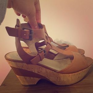 Brown Platform Wedge Sandals